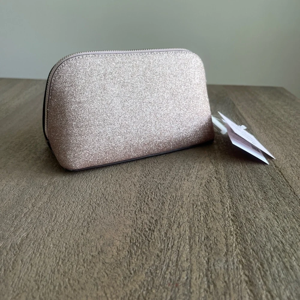 kate spade Rose Gold Tinsel Glitter Small Cosmetics Bag NWT - Picture 2 of 8